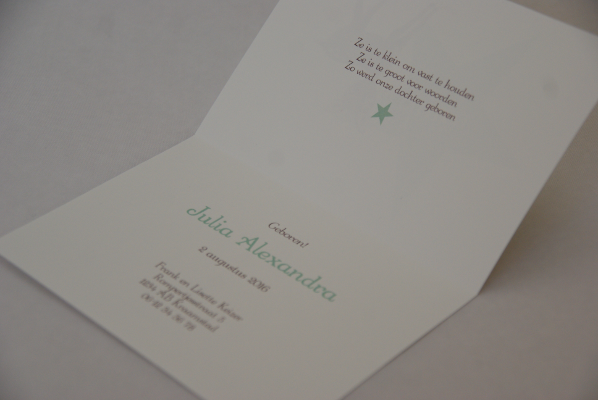 geboortekaartje julia lichtgroen 